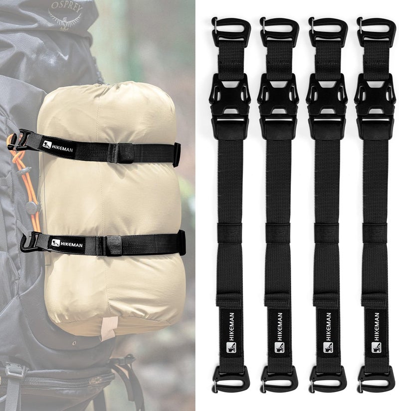 HIKEMAN 4 Pcs Tactical Molle System Backpack Straps and Buckles Set -Adjustable 19.49" Pack Attachment Strap Accessories(Black) - Image 1